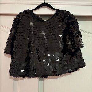 A New Day Black Sequin Crop Top